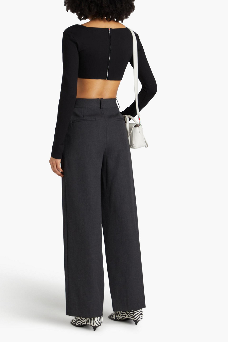 SIMKHAI NOVIA WOOL-BLEND TWILL WIDE-LEG PANTS