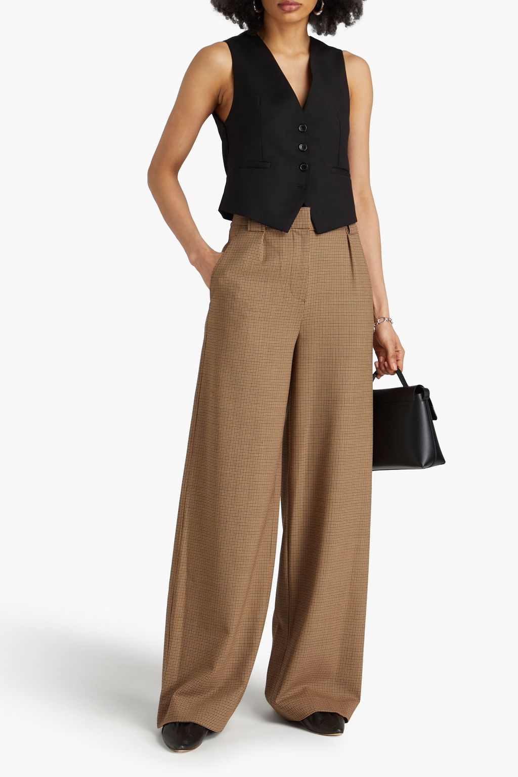 SIMKHAI Julietta houndstooth tweed wide-leg pants