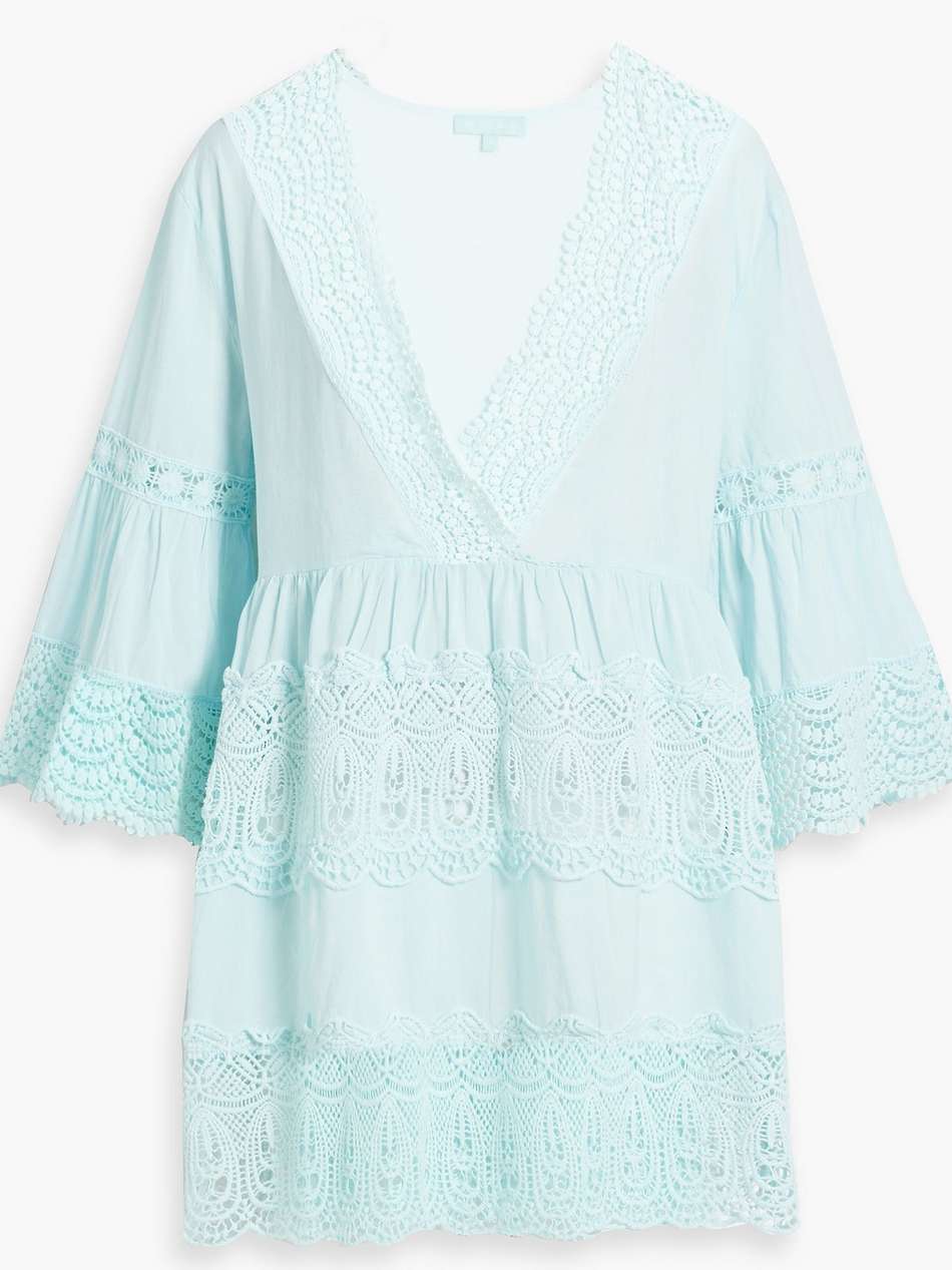 vanessa crocheted lace and cotton-voile mini dress