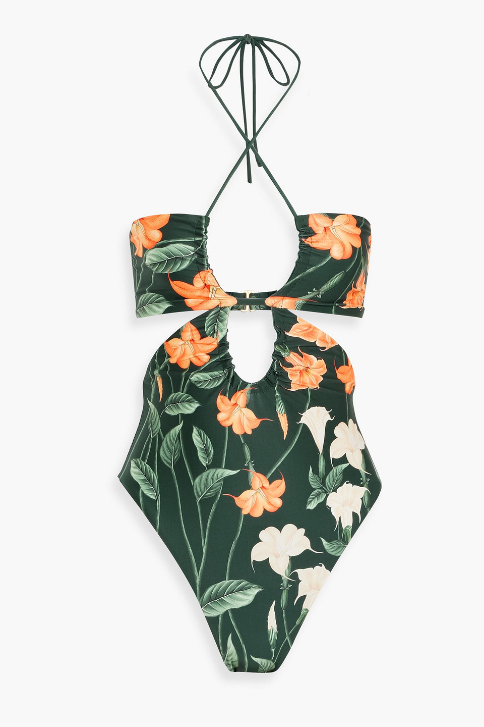 Mejorana Sabanero Nocturno cutout floral-print halterneck swimsuit