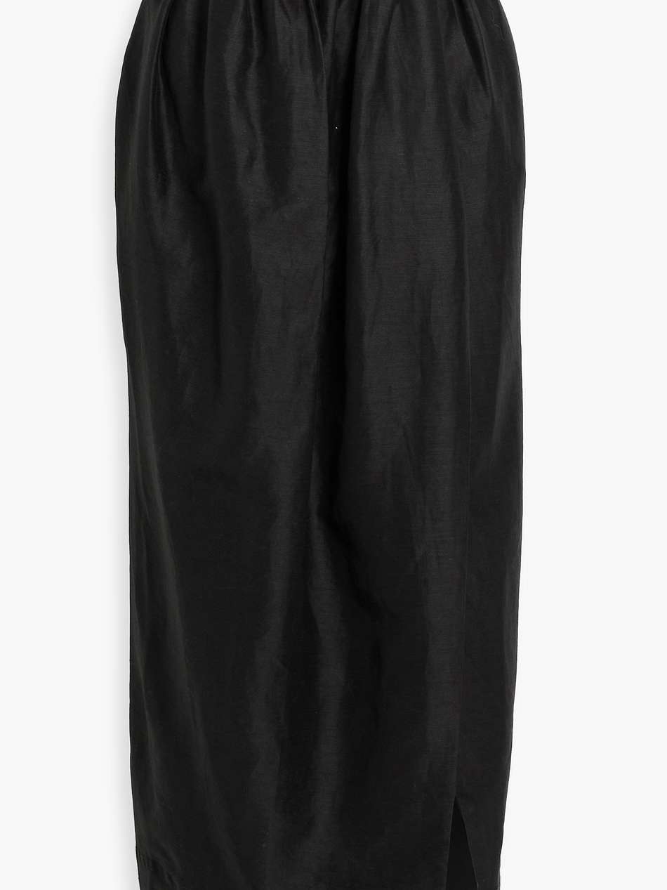 mirabelle wrap-effect linen-blend maxi skirt