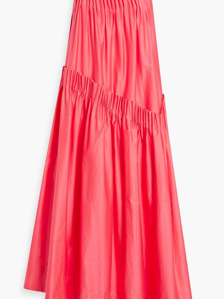 severine asymmetric pleated cotton-poplin midi dress
