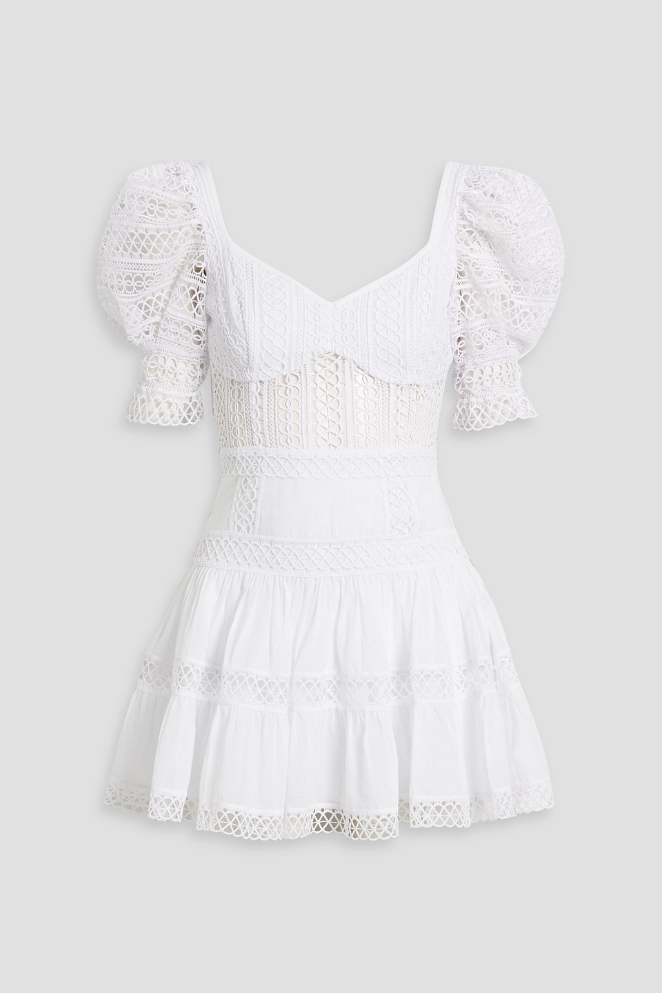 Charo Ruiz Katharine Guipure Lace And Cotton-blend Voile Mini Dress In White