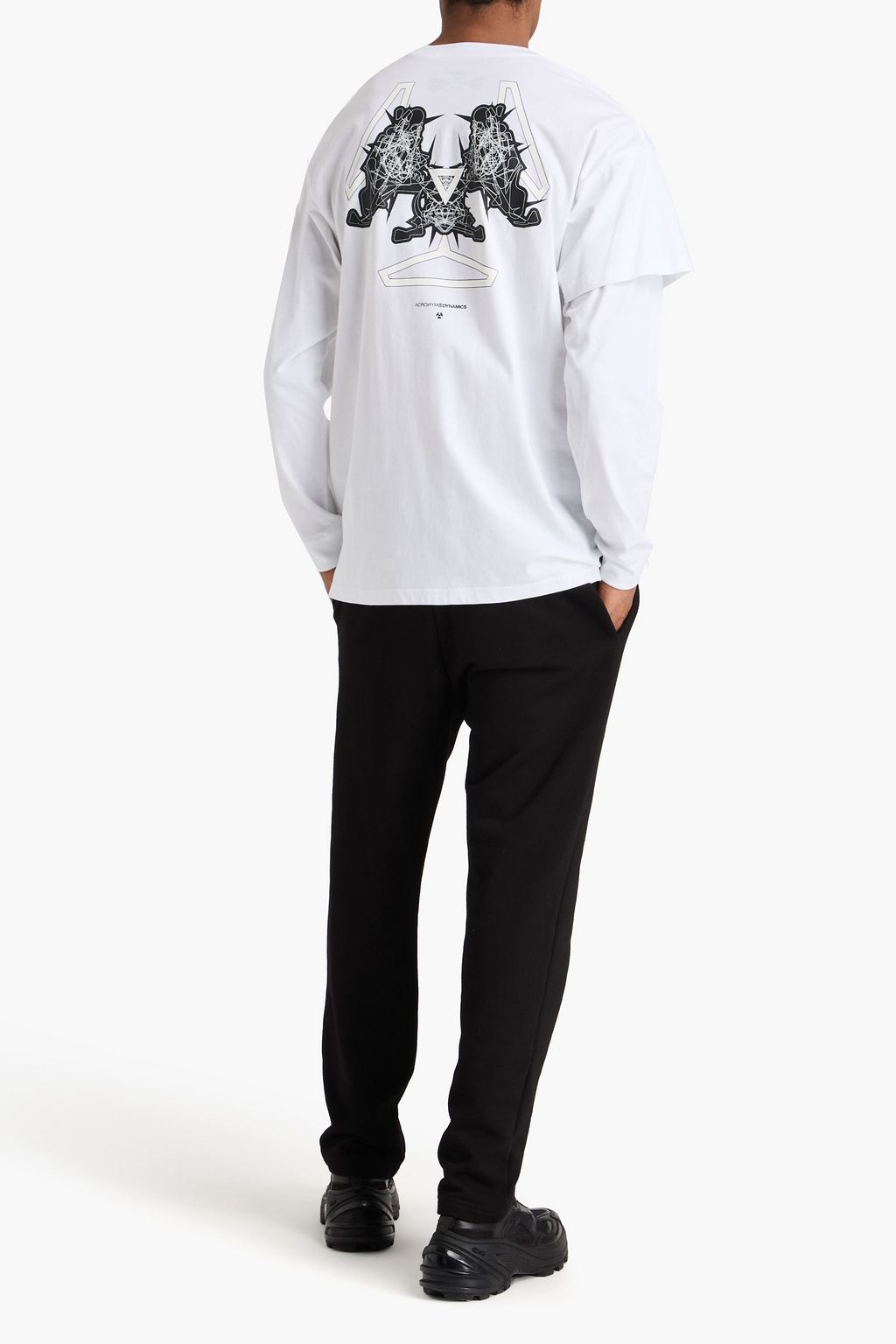 ACRONYM Layered two-tone printed cotton-jersey T-shirt