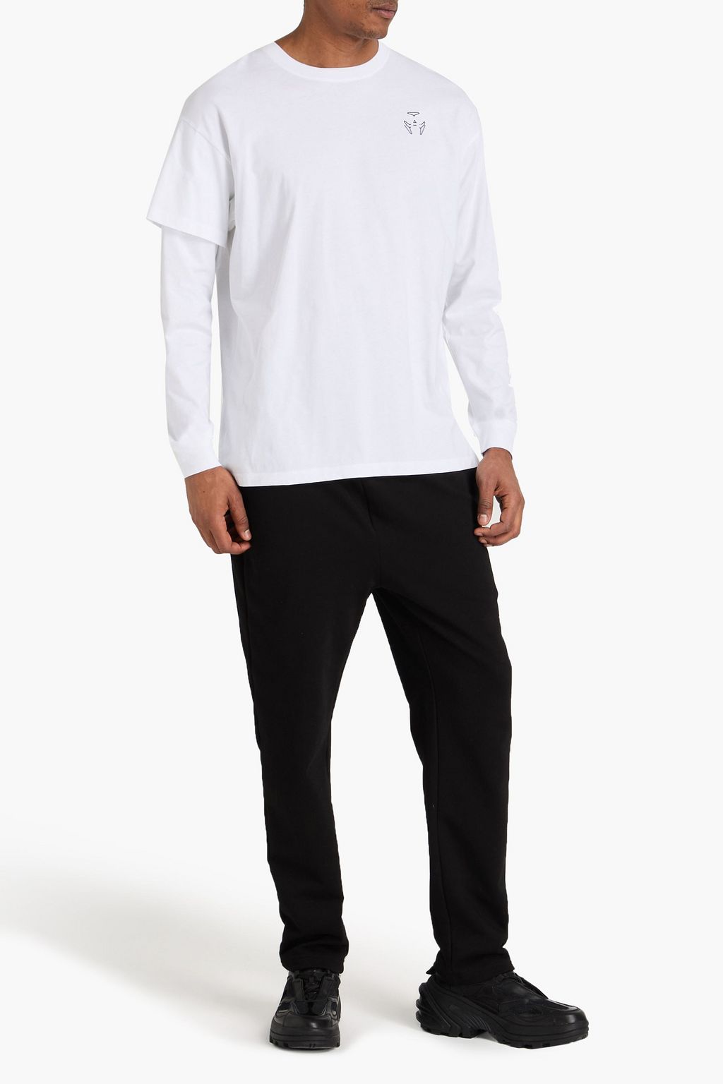 ACRONYM Layered two-tone printed cotton-jersey T-shirt