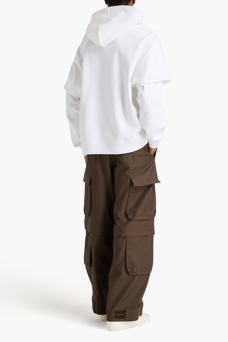 Acronym Layered Printed Cotton-fleece Hoodie In White