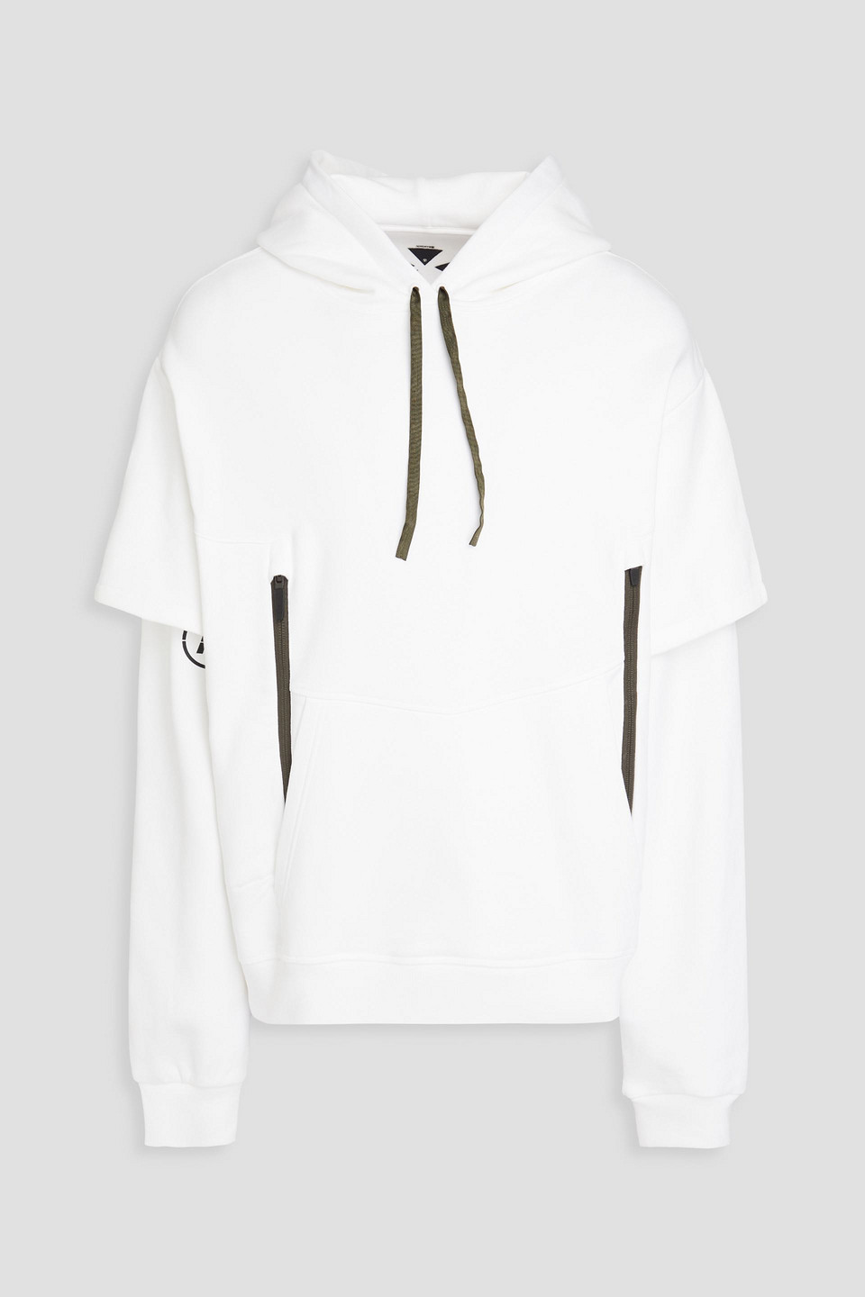 Acronym Layered Printed Cotton-fleece Hoodie In White