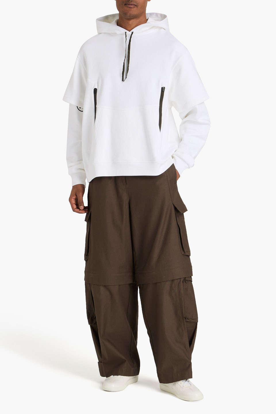 Acronym Layered Printed Cotton-fleece Hoodie In White