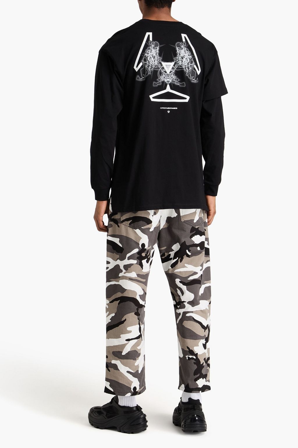 ACRONYM Layered two-tone printed cotton-jersey T-shirt