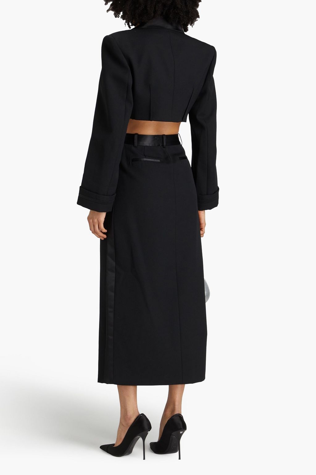 SIMKHAI Clarisse wool-blend crepe midi wrap skirt