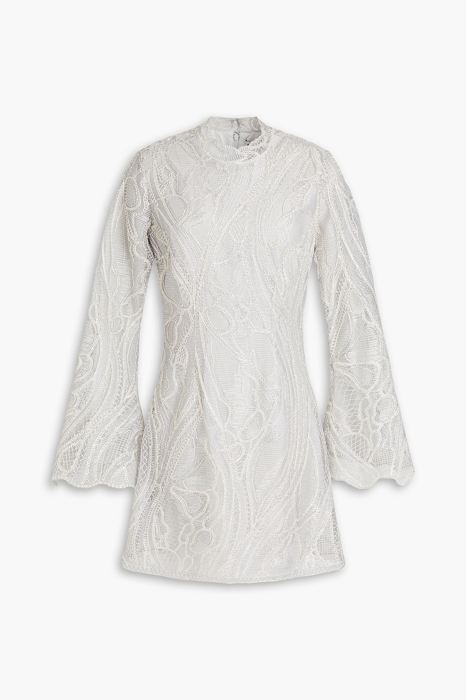 Simkhai Joy Embroidered Tulle Mini Dress In Silver