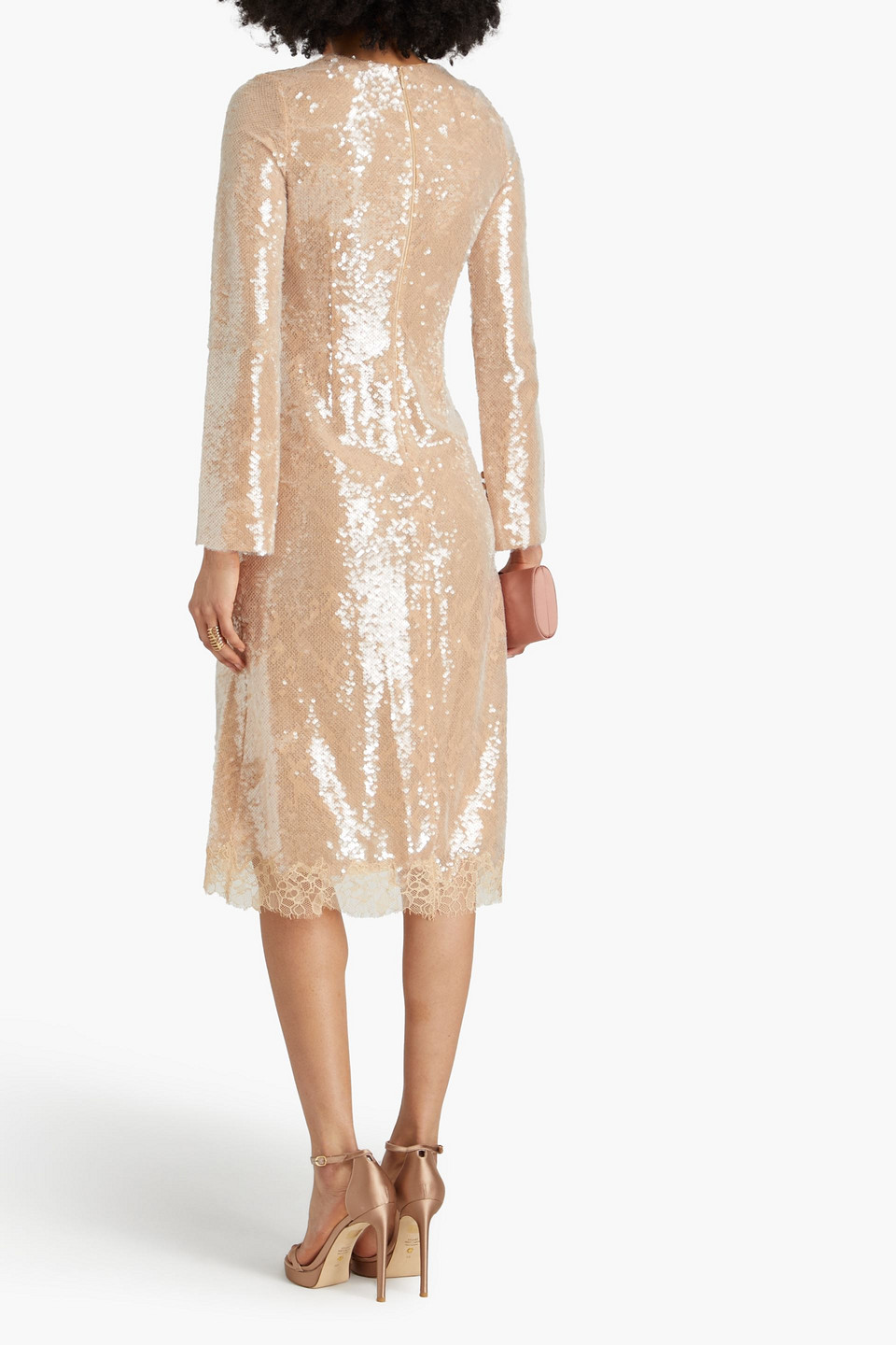 SIMKHAI NATALINA SEQUINED TULLE MIDI DRESS