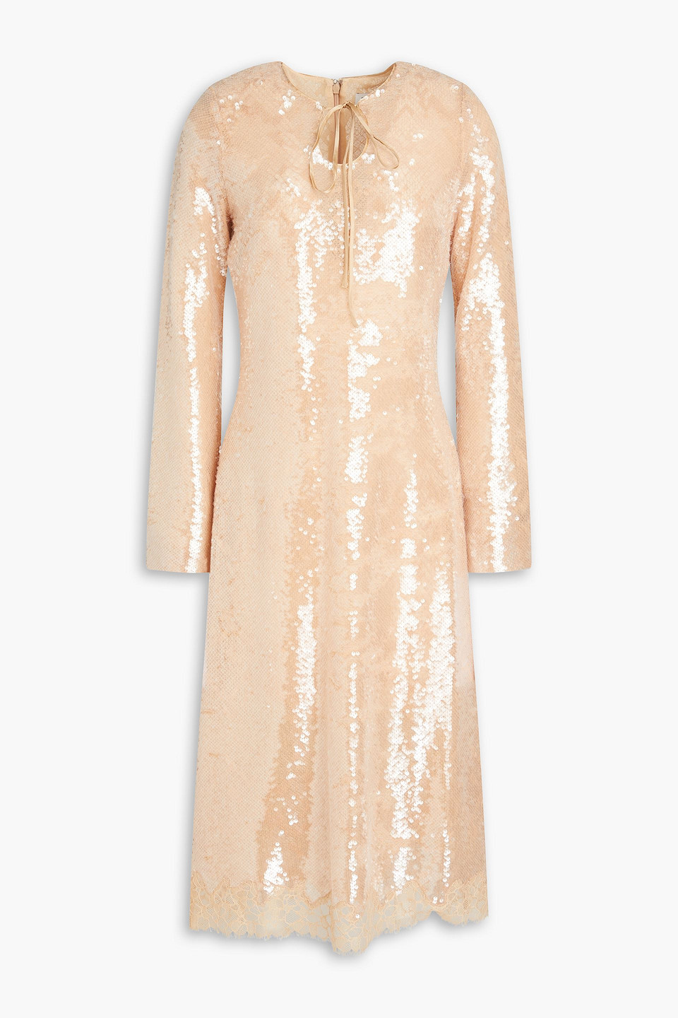 SIMKHAI NATALINA SEQUINED TULLE MIDI DRESS
