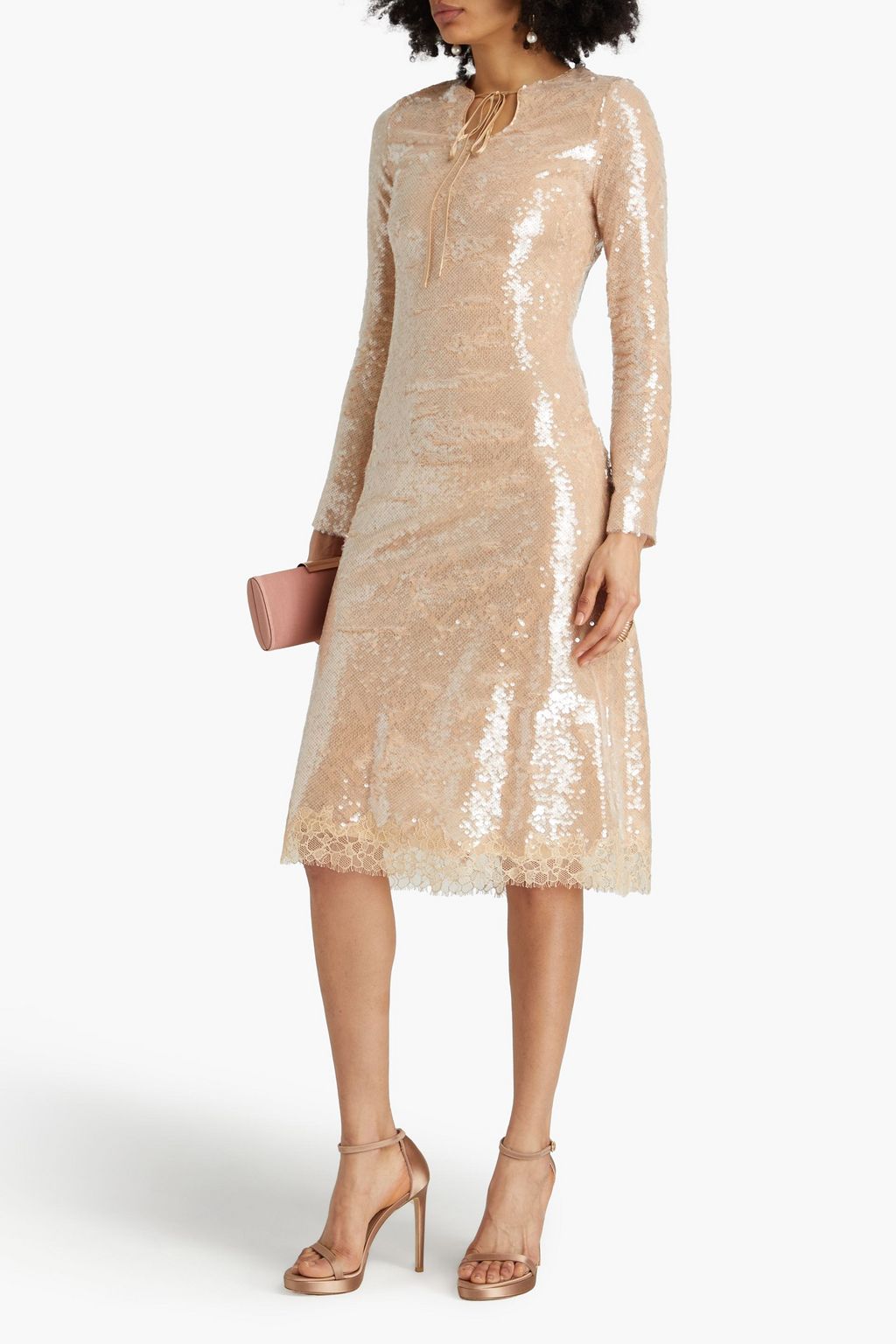 SIMKHAI Natalina sequined tulle midi dress