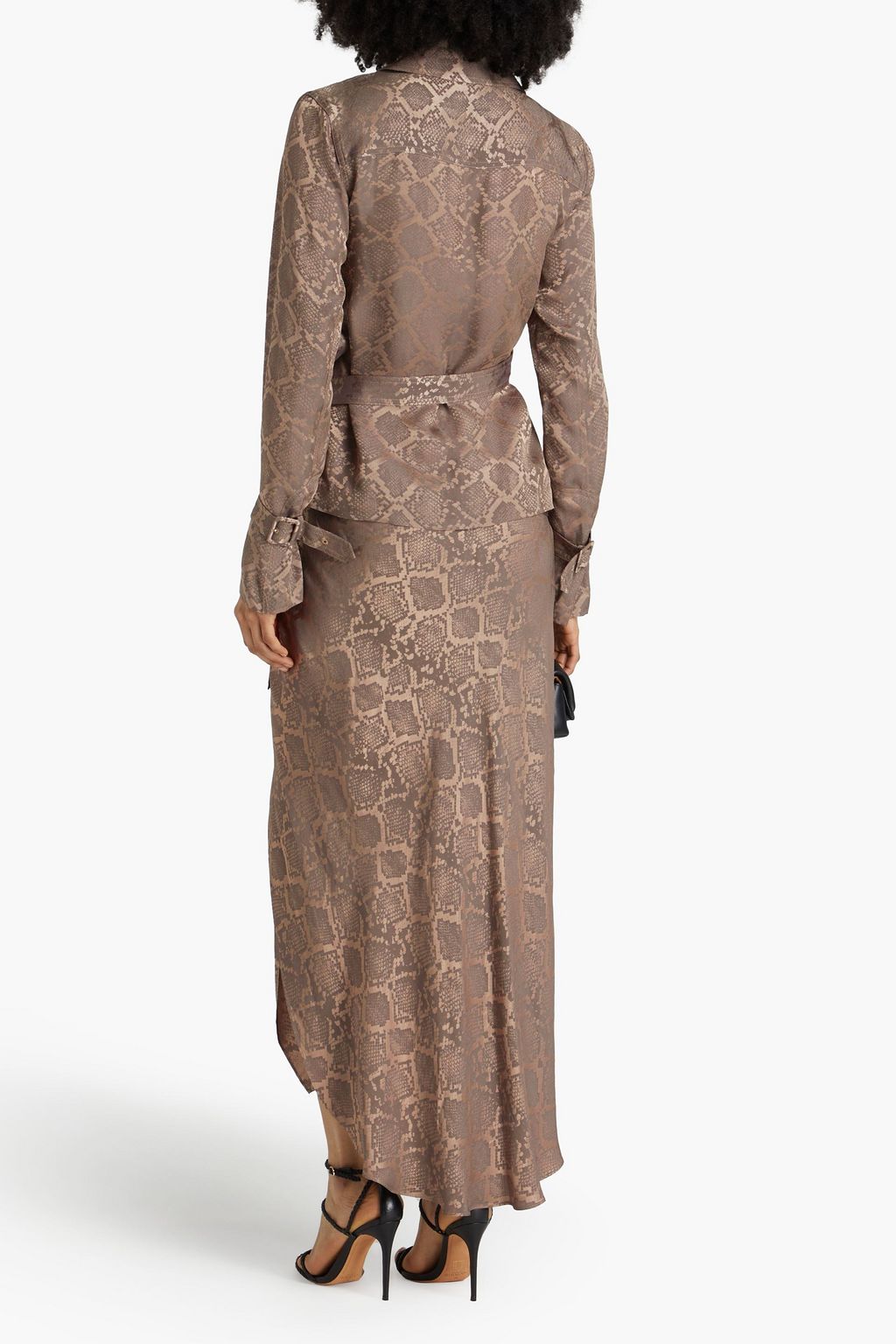 SIMKHAI Milo snake-print satin-jacquard shirt