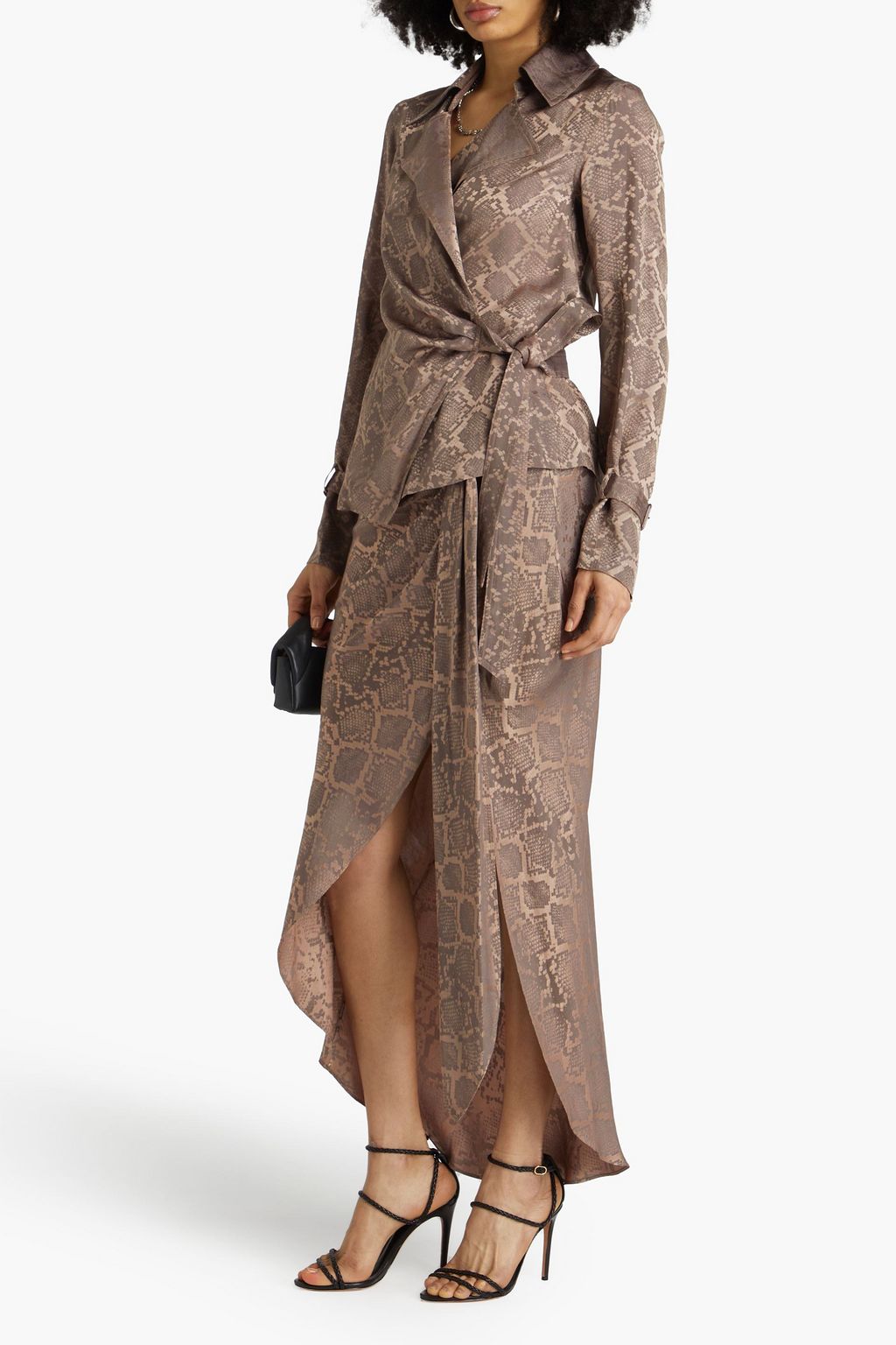 SIMKHAI Milo snake-print satin-jacquard shirt