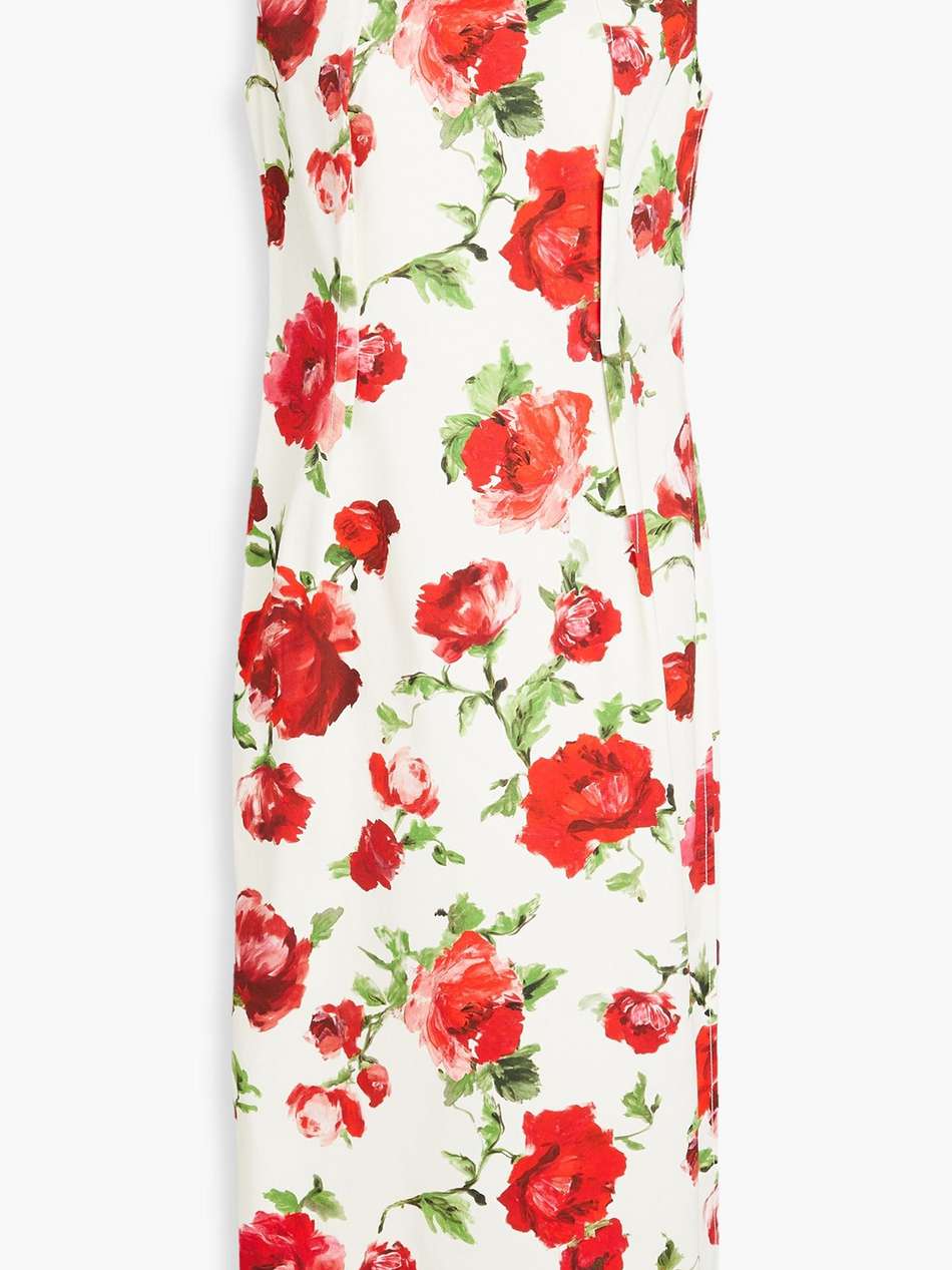 floral-print cotton-blend twill midi dress