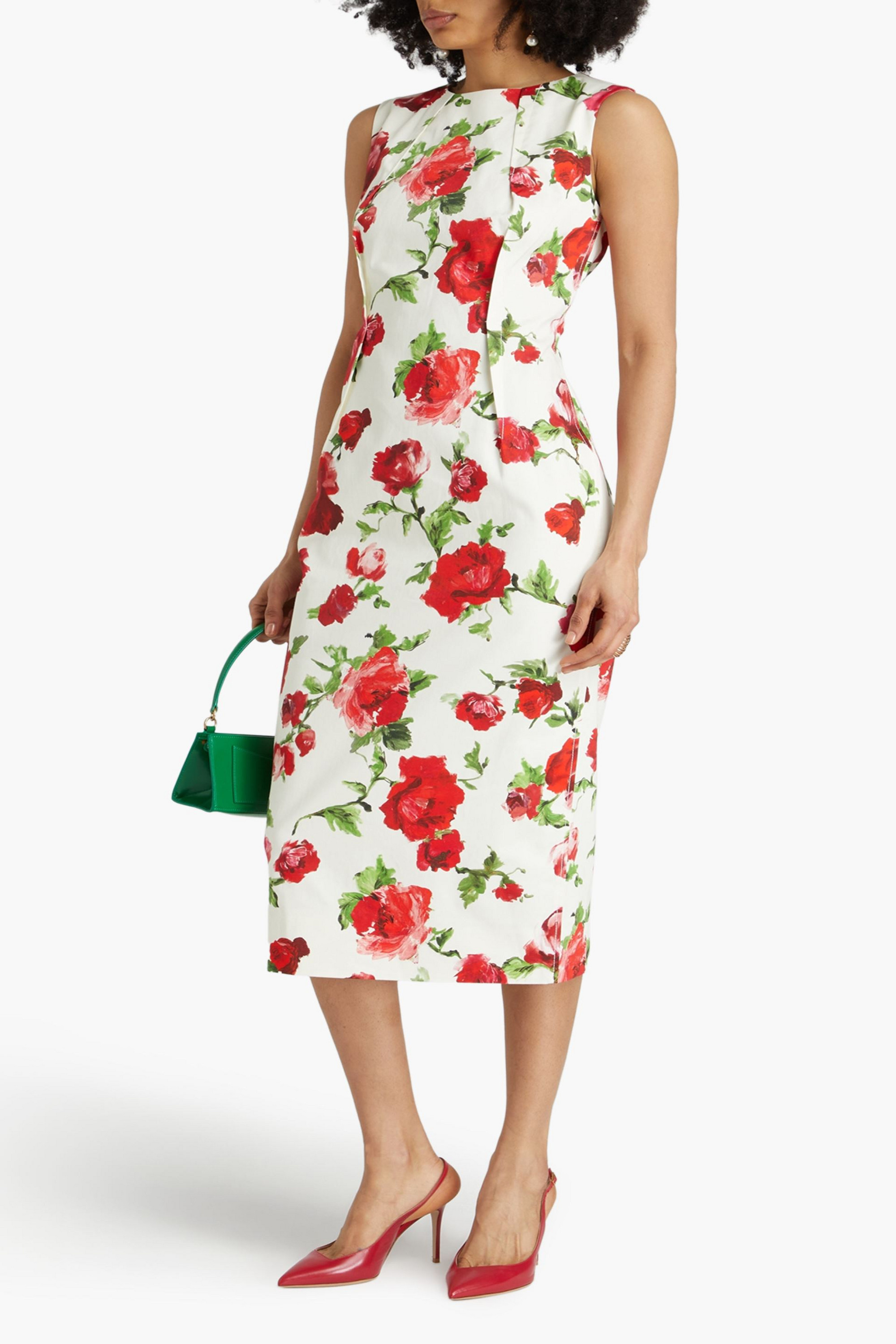Carolina Herrera Floral-print cotton-blend twill midi dress