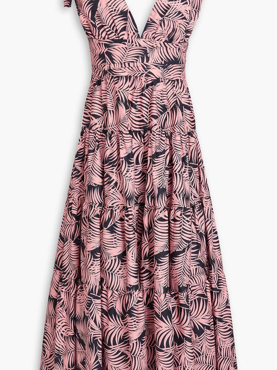 tiered printed cotton-poplin midi dress