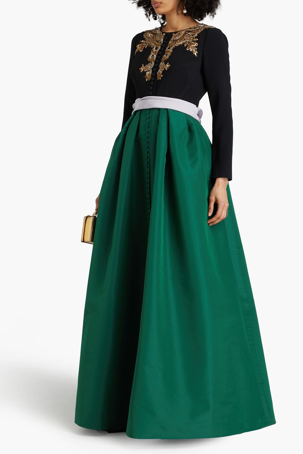 CAROLINA HERRERA Embellished crepe de chine and taffeta gown