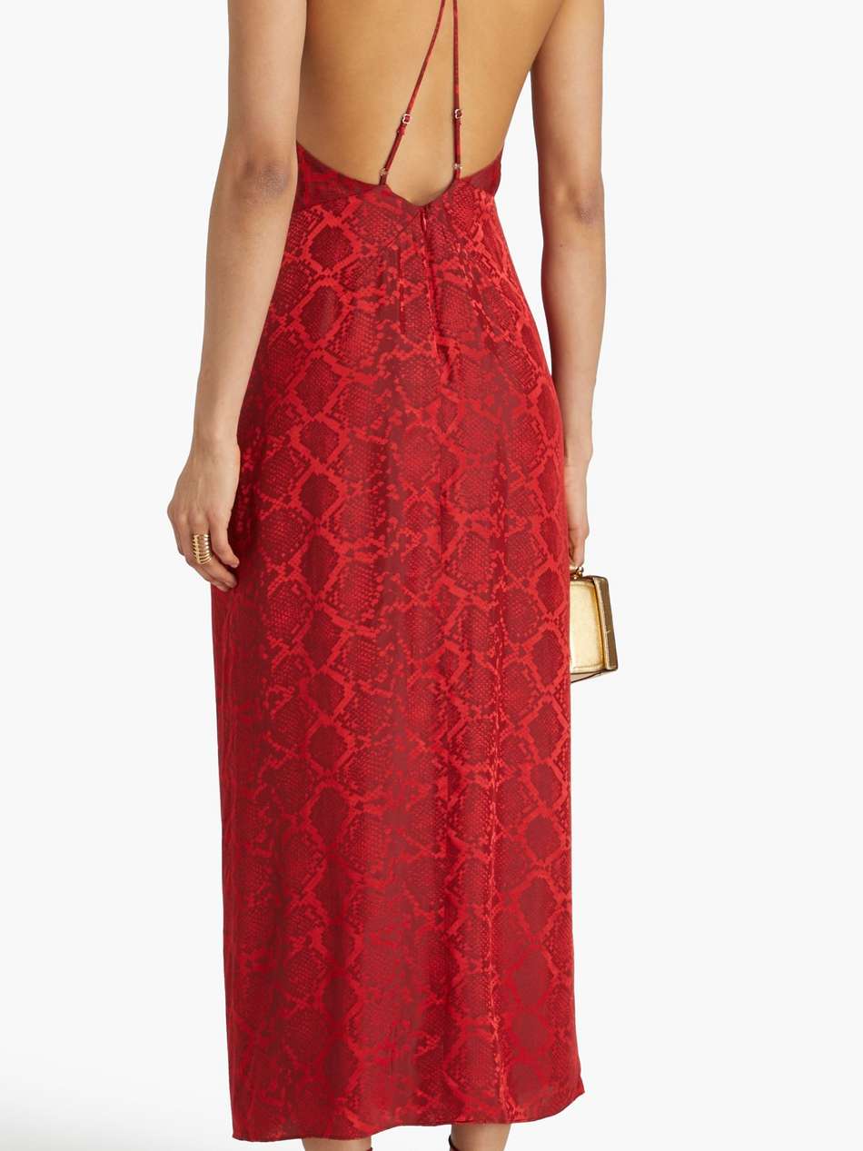 giana ruffled satin-jacquard gown