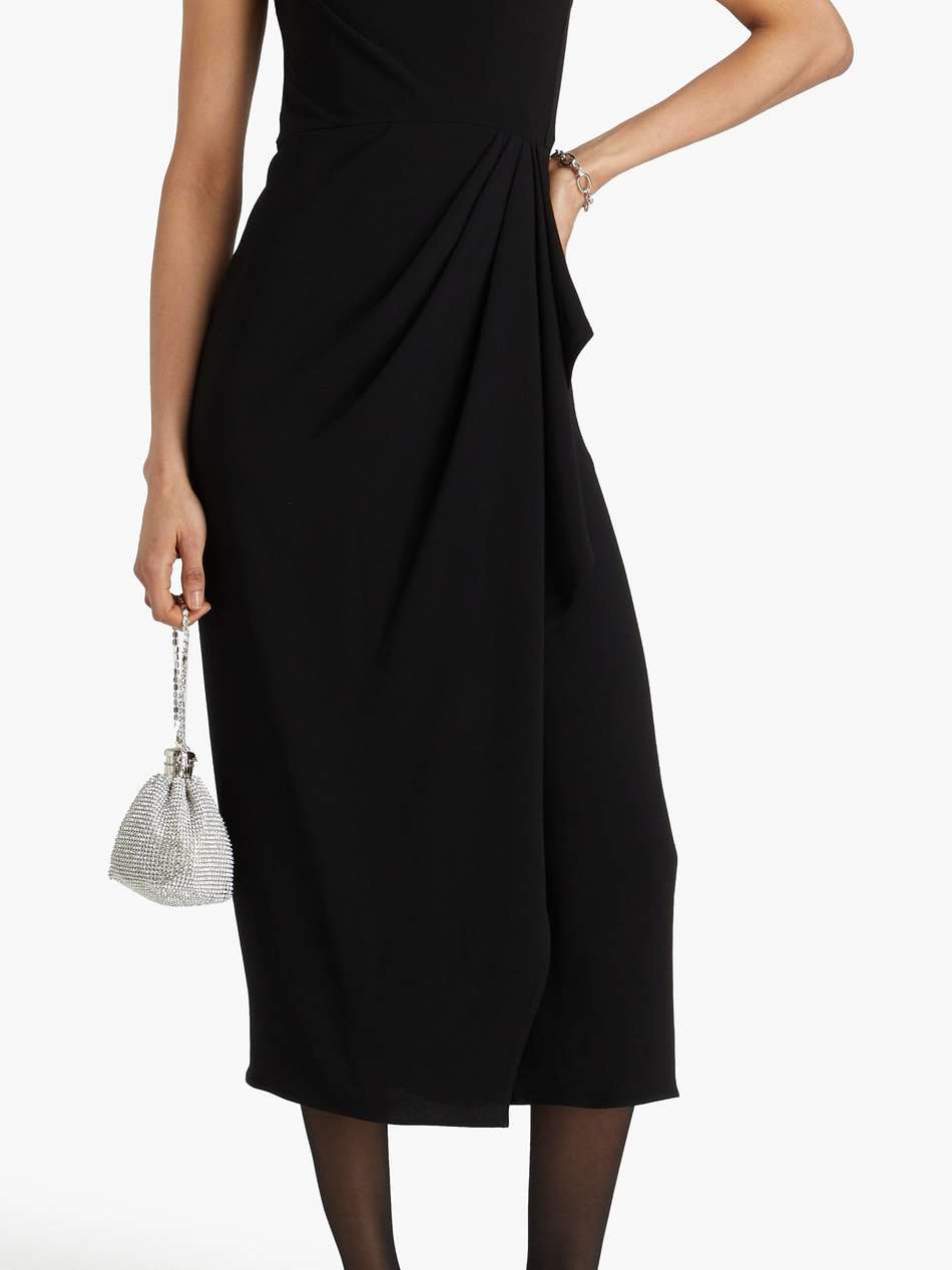 keelan strapless wrap-effect crepe midi dress