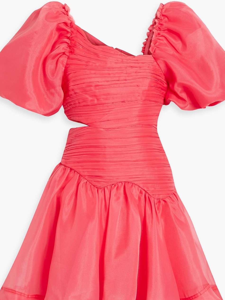 joan asymmetric pintucked organza mini dress