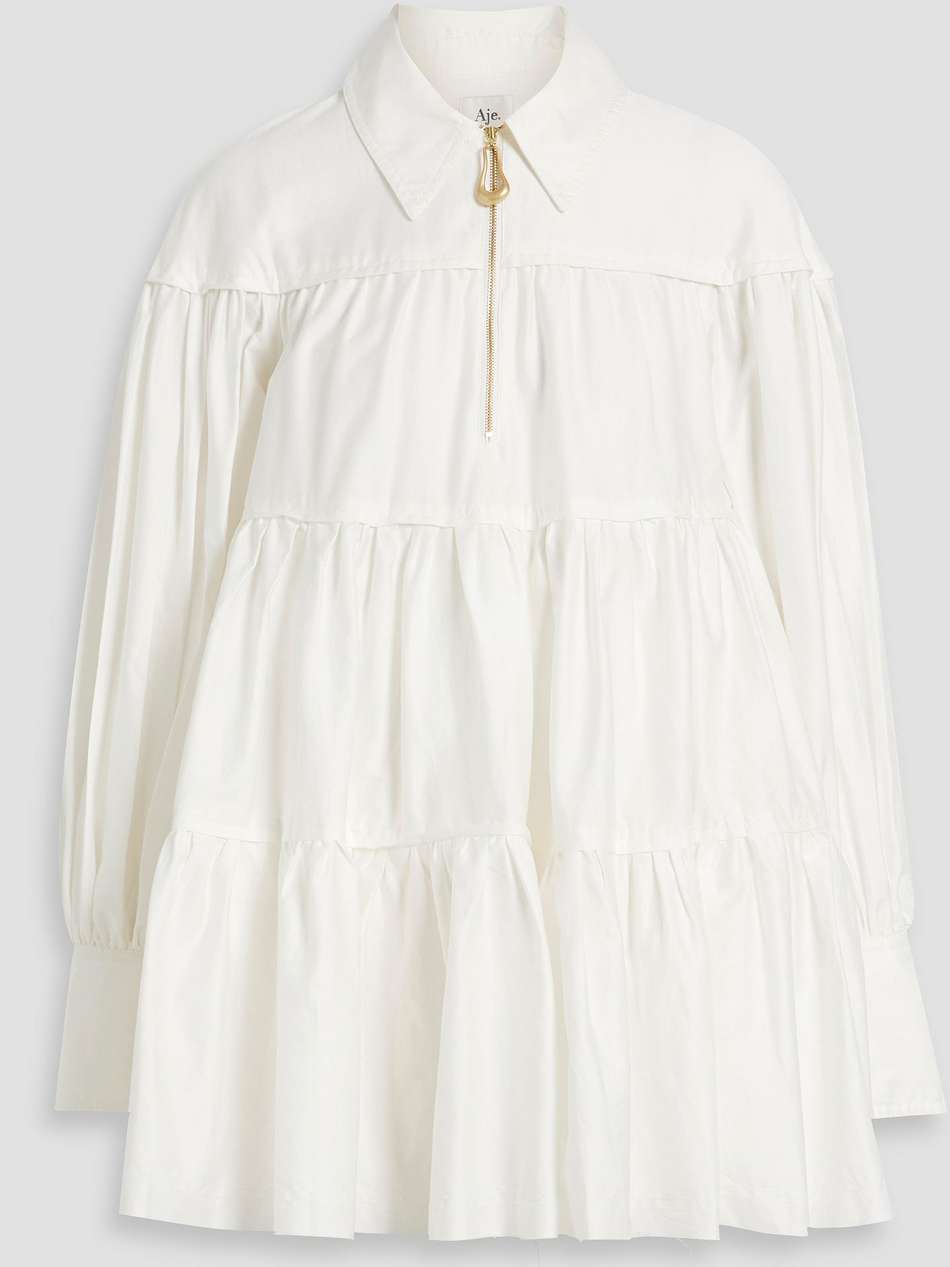 francois tiered cotton-poplin mini shirt dress