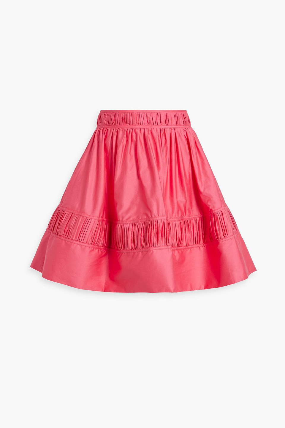 Aje Calder Pintucked Cotton-poplin Mini Skirt In Papaya