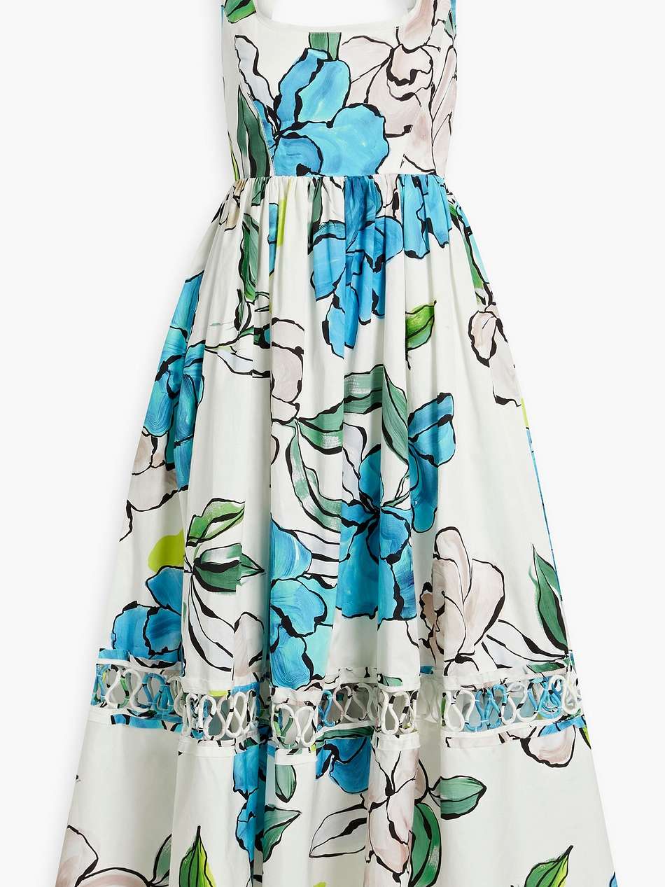erika floral-print cotton-poplin midi dress