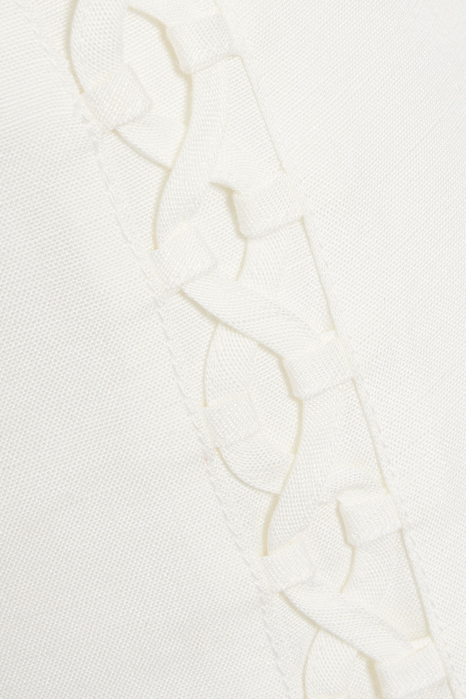 Shop Aje Impressionist Lace-up Linen-bend Slim-leg Pants In Ivory