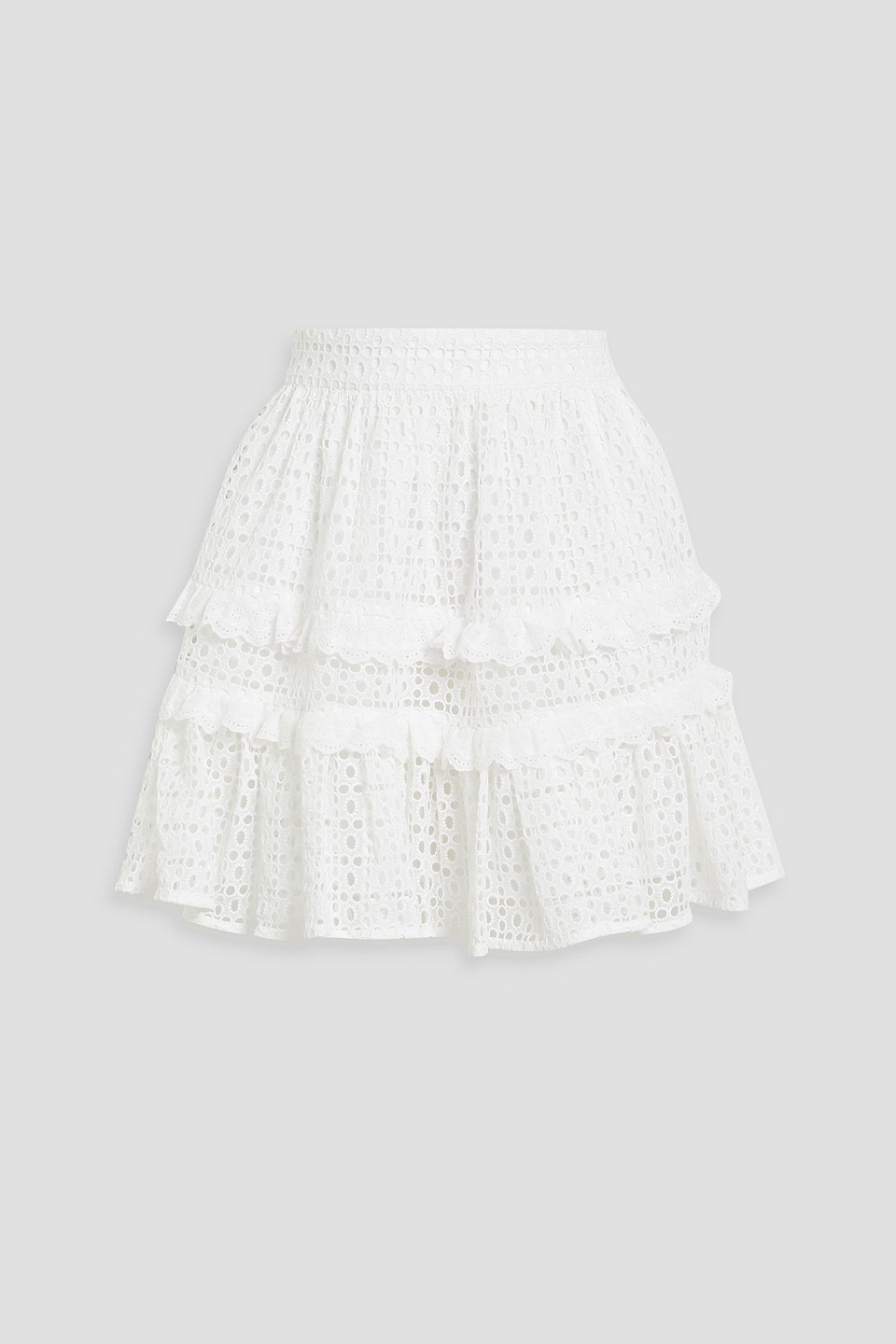 Aje Lita Ruffled Broderie Anglaise Cotton Mini Skirt In White