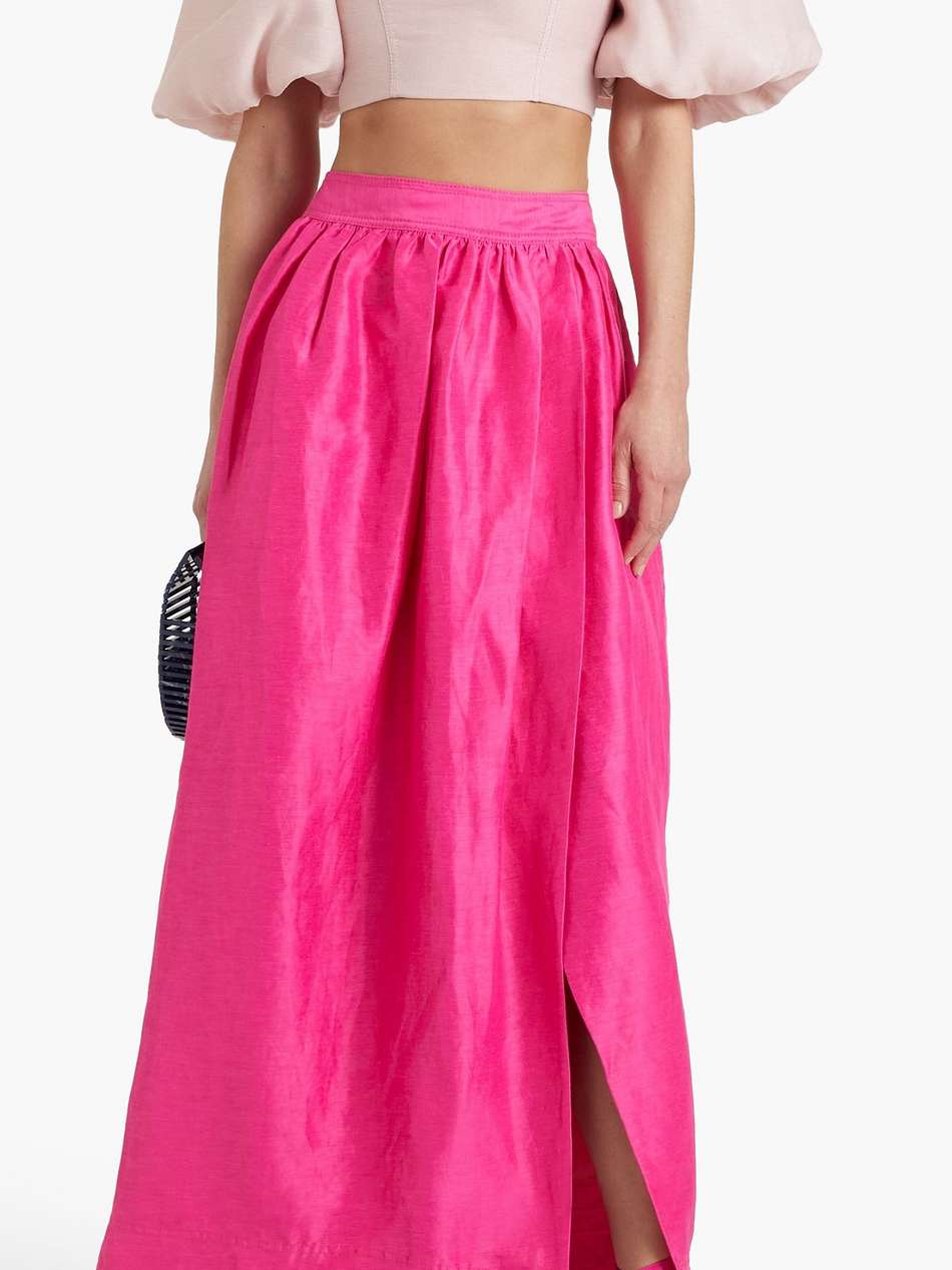 mirabelle wrap-effect linen-blend maxi skirt