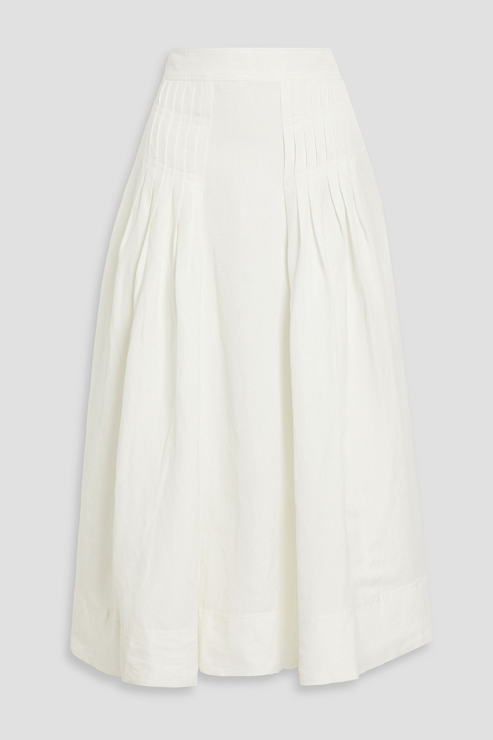 Aje Chloe Pleated Linen-blend Midi Skirt In Ivory