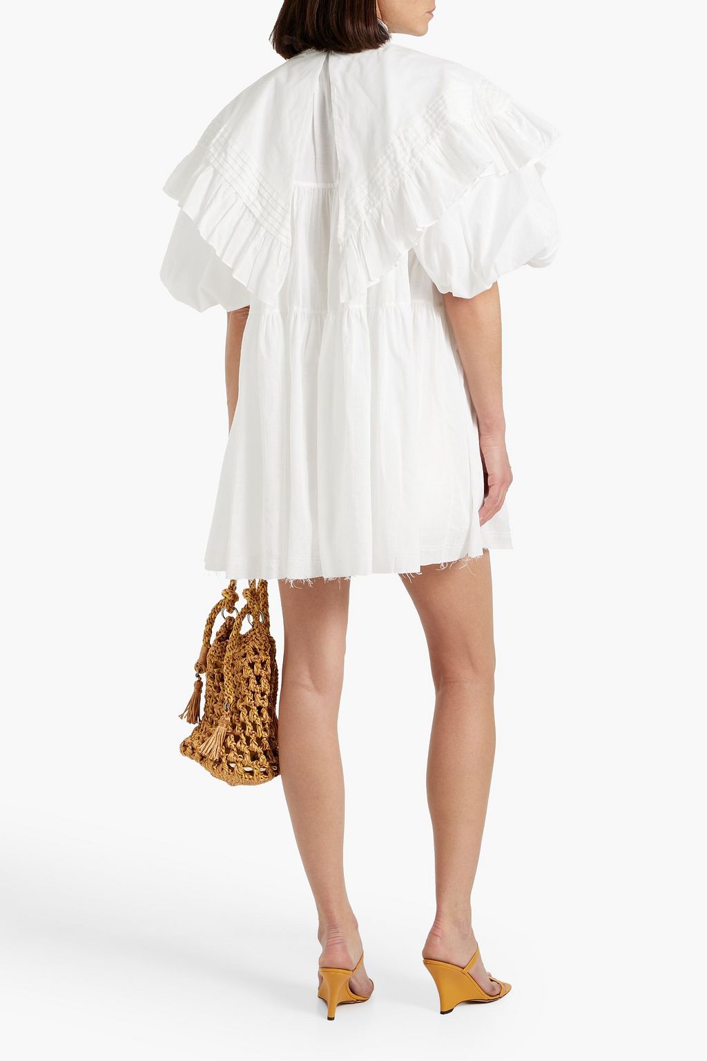 AJE. Pablo tiered cotton-mousseline mini shirt dress