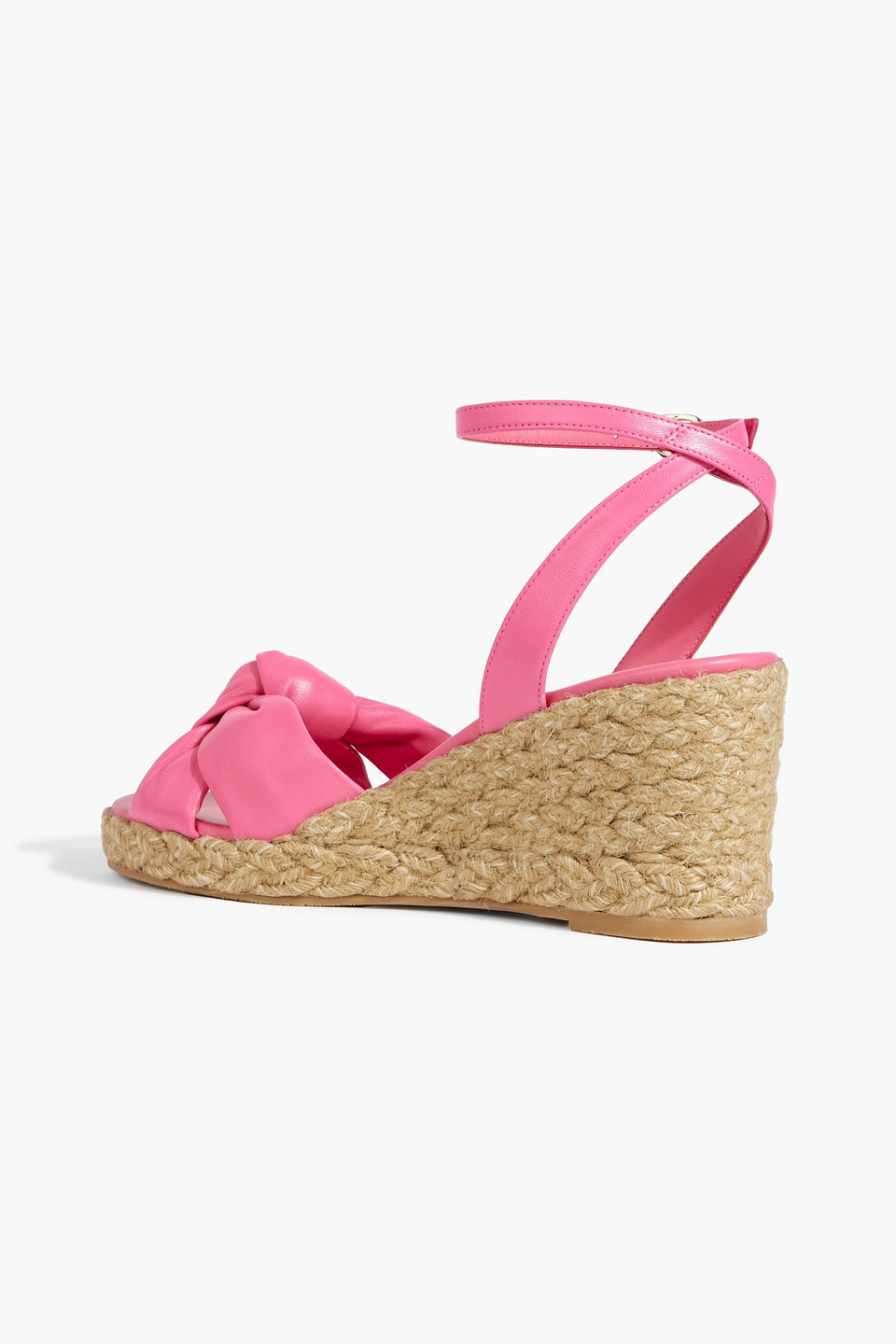 Shop Stuart Weitzman Playa Knotted Leather Espadrille Wedge Sandals In Pink