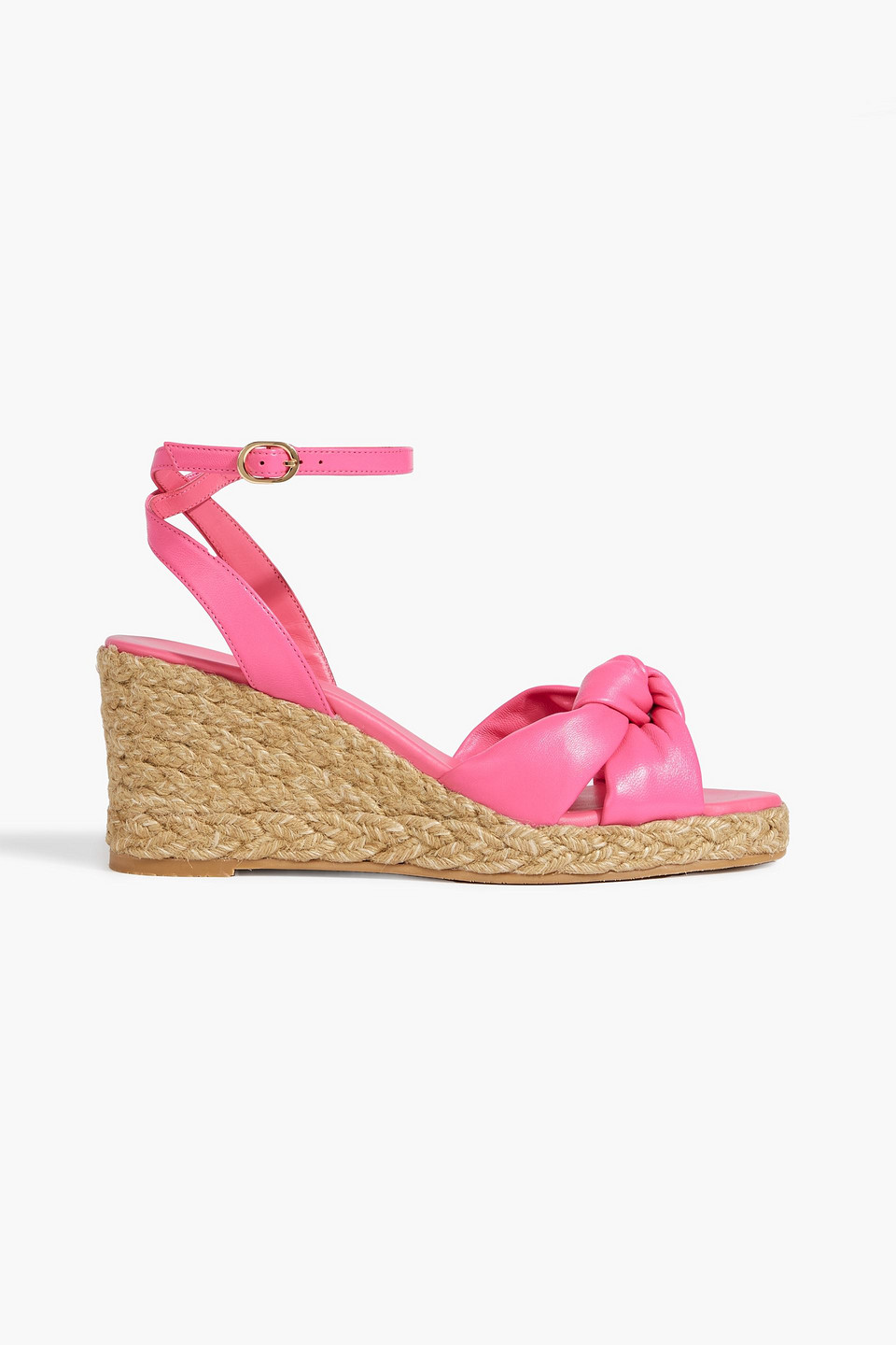 Stuart Weitzman Playa Knotted Espadrille Wedge Sandals In Pink