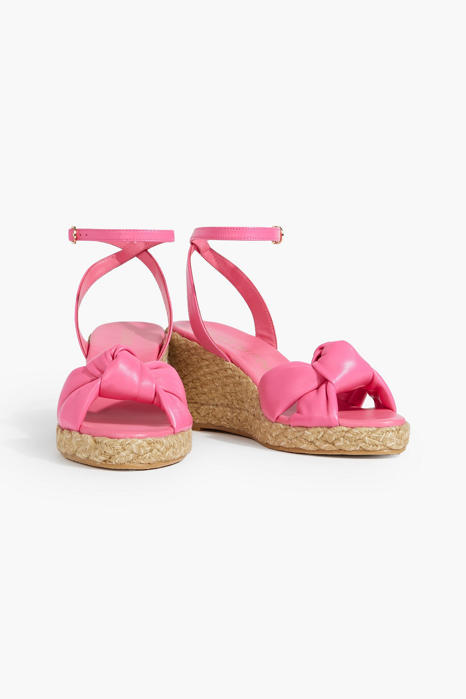 Shop Stuart Weitzman Playa Knotted Leather Espadrille Wedge Sandals In Pink