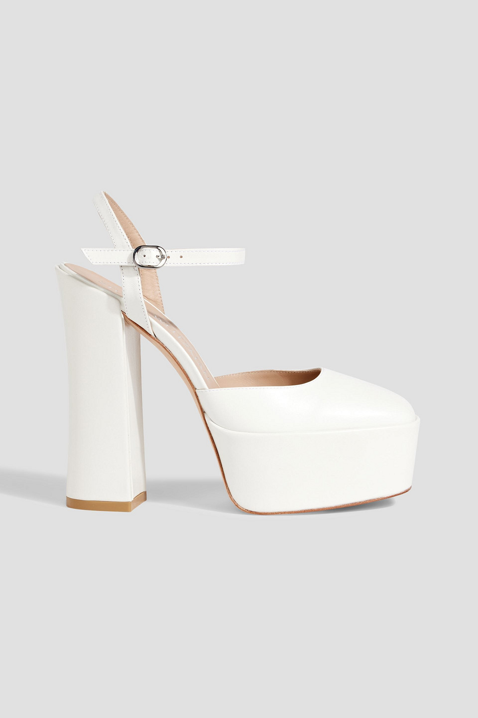 Stuart Weitzman Skyhi 145 Leather Platform Pumps In White