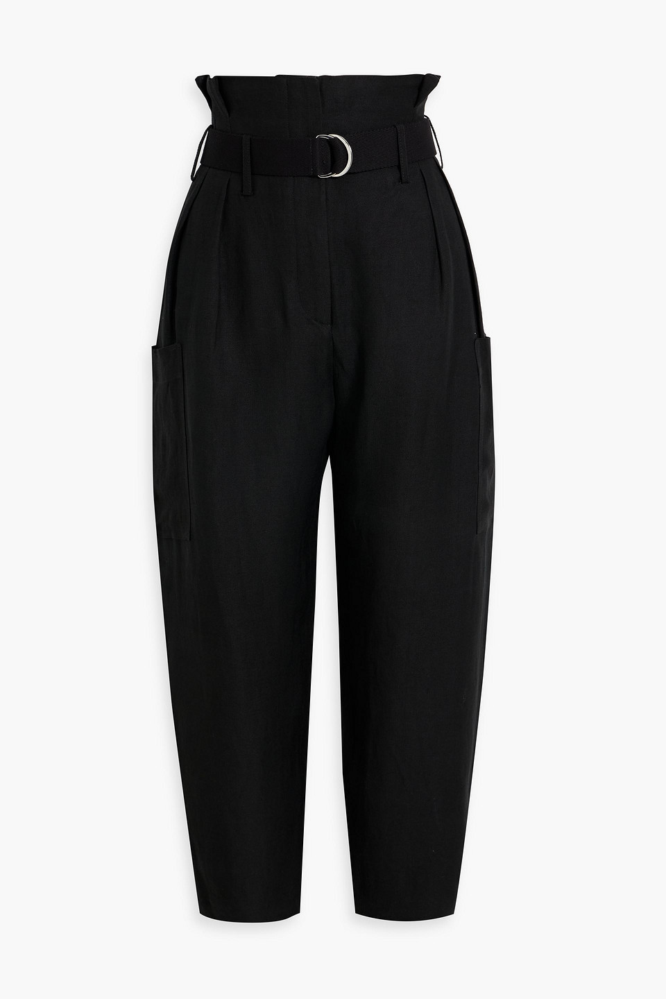 Shop Iro Masit Cropped Linen-blend Tapered Pants In Black