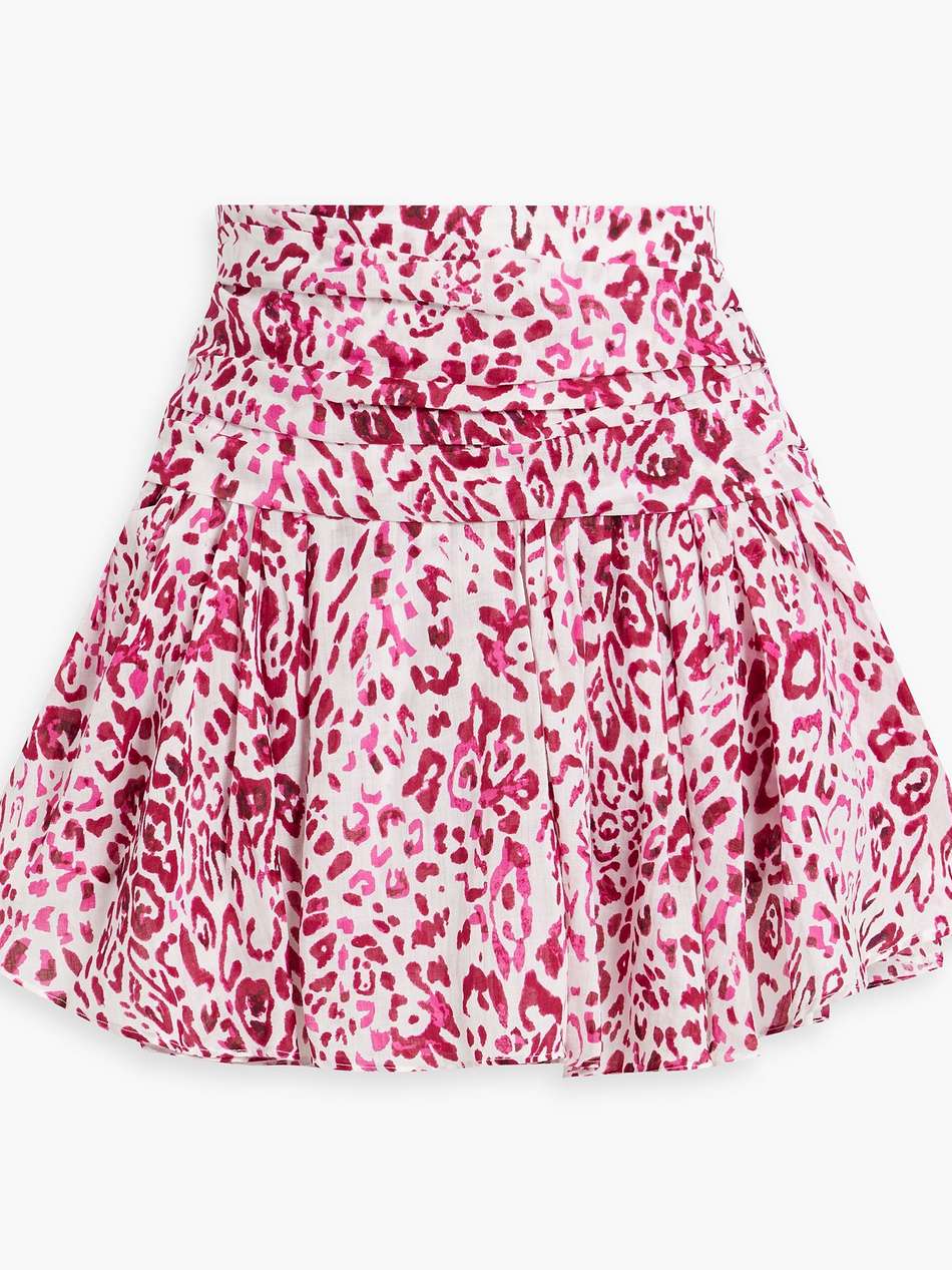 gimman ruched leopard-print ramie-gauze mini skirt