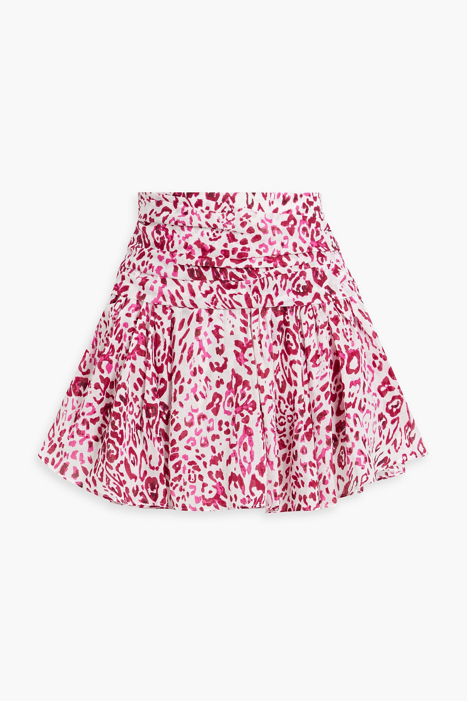 Iro Gimman Ruched Leopard-print Ramie-gauze Mini Skirt In Fuchsia