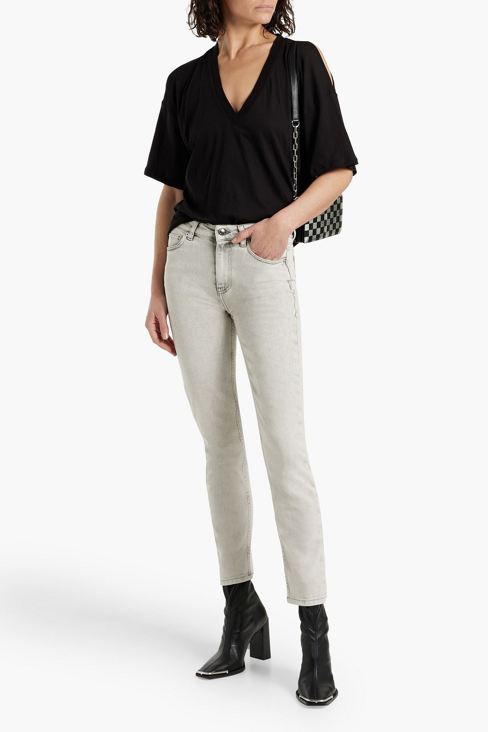 Iro Galloway Faded Mid-rise Skinny Jeans In Light Gray