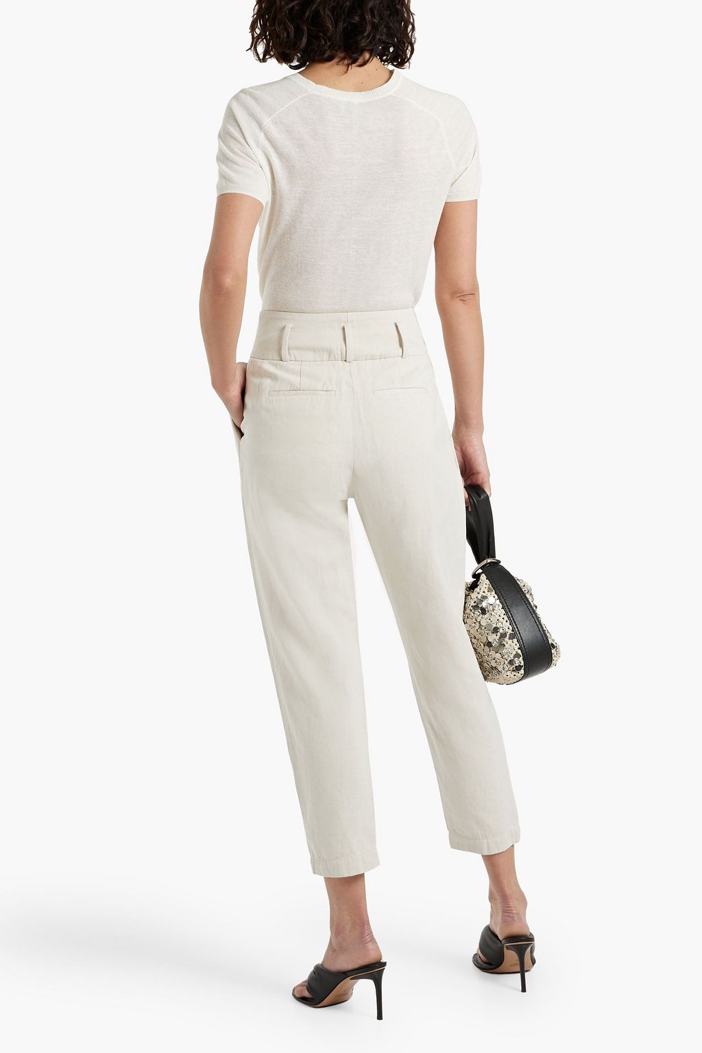 IRO Yila cropped cotton and linen-blend twill tapered pants
