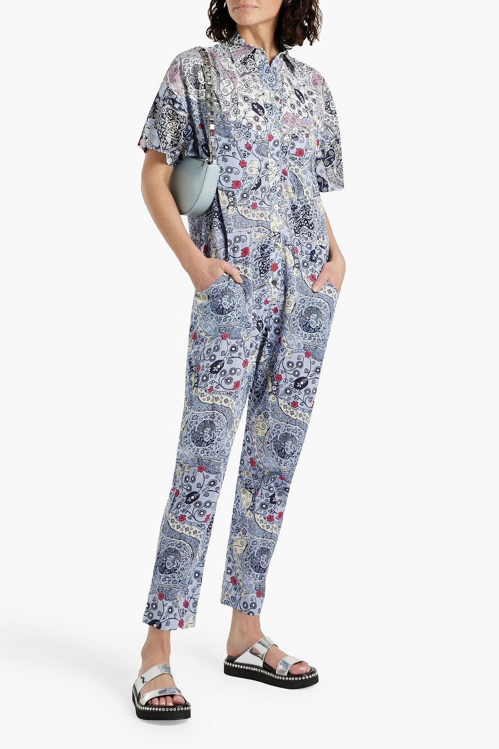 ISABEL MARANT Udena cropped printed cotton-broadcloth jumpsuit
