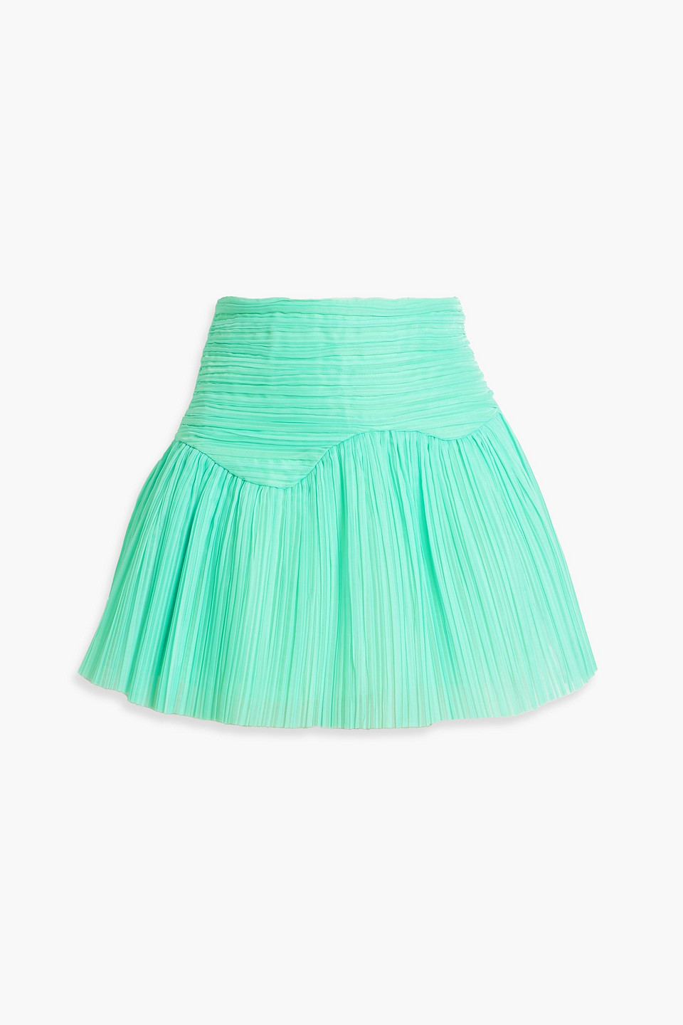 Aje Laurier Wave Plissé-organza Mini Skirt In Mint