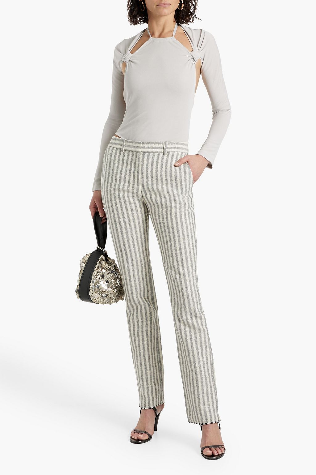 IRO Omin striped cotton-blend tweed straight-leg pants