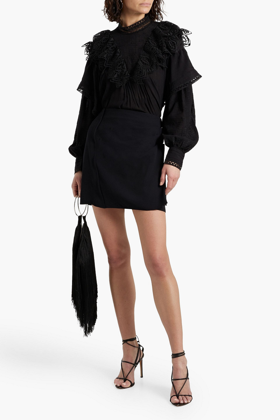 Shop Iro Nouri Pleated Crepe Mini Skirt In Black