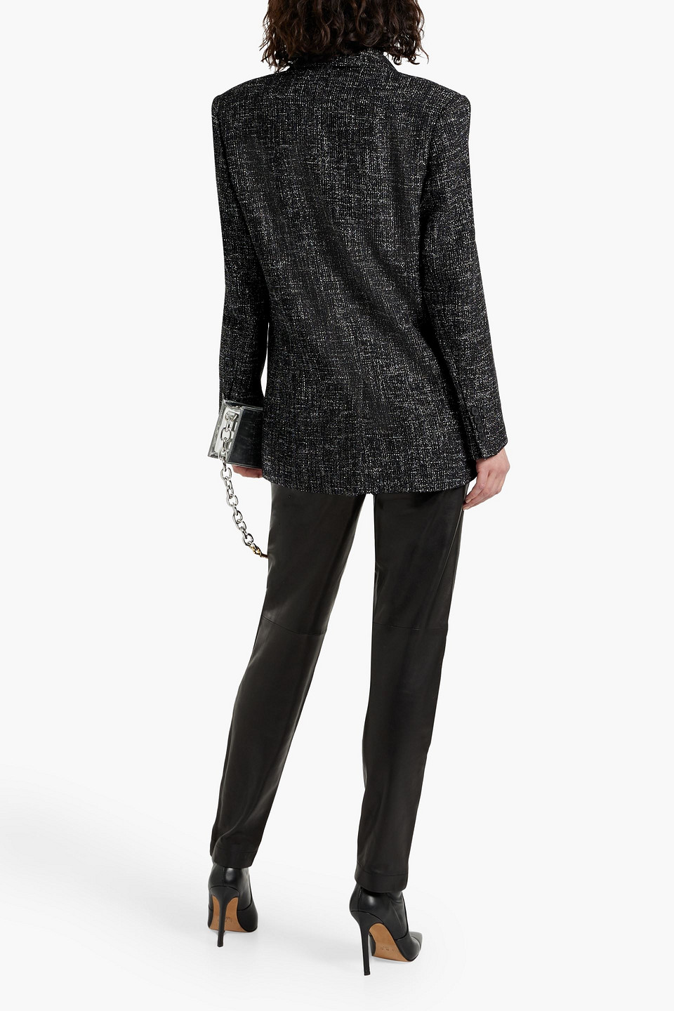 Shop Iro Yaritza Double-breasted Metallic Tweed Blazer In Black