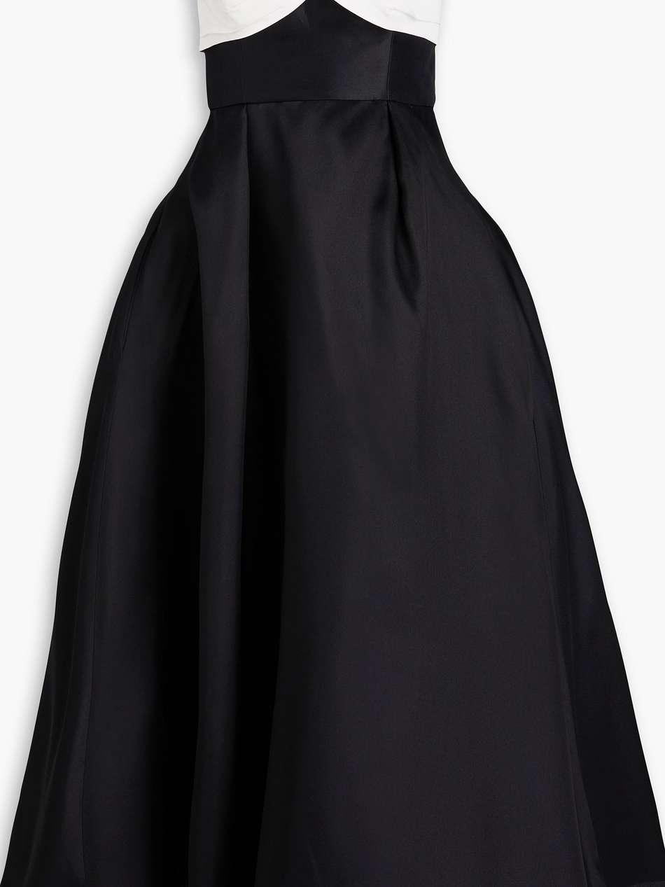 strapless twill-paneled silk-faille midi dress